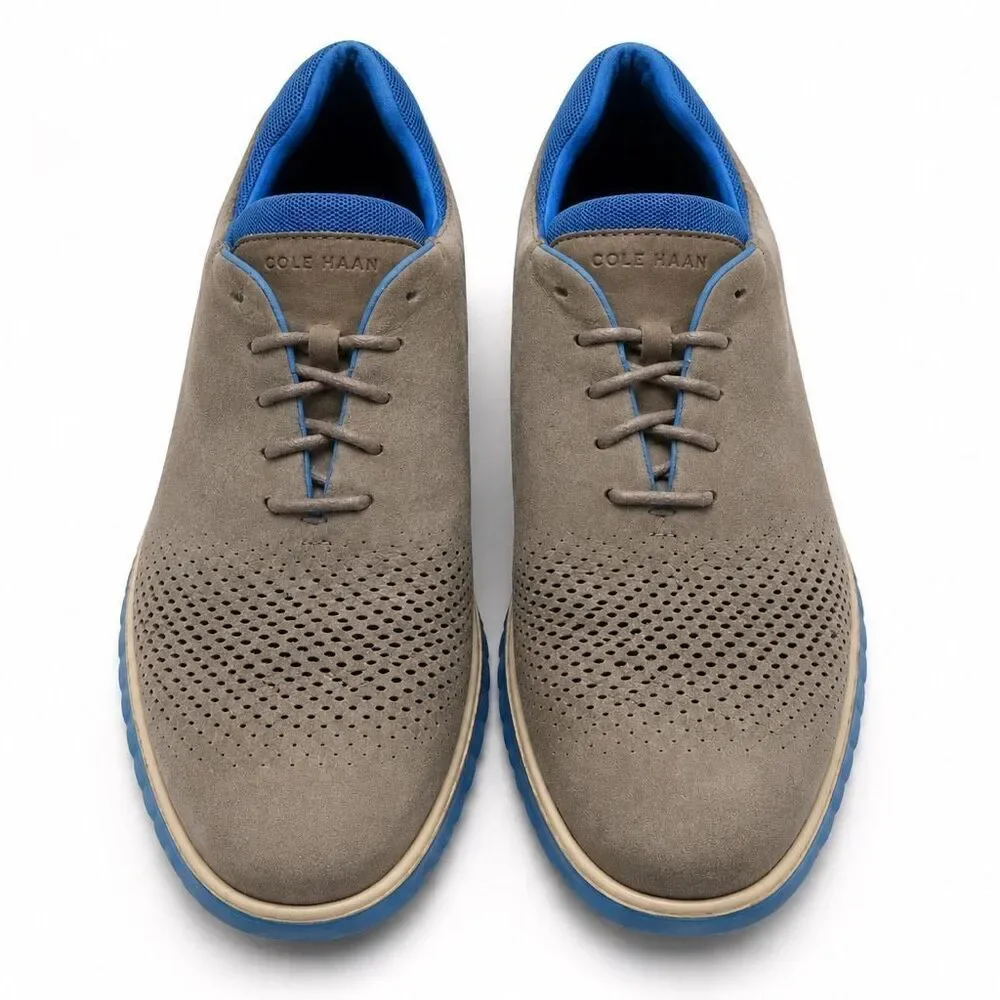 Cole Haan Grand 360 Oxford Shoes Gray Blue Leather Casual Mens 12